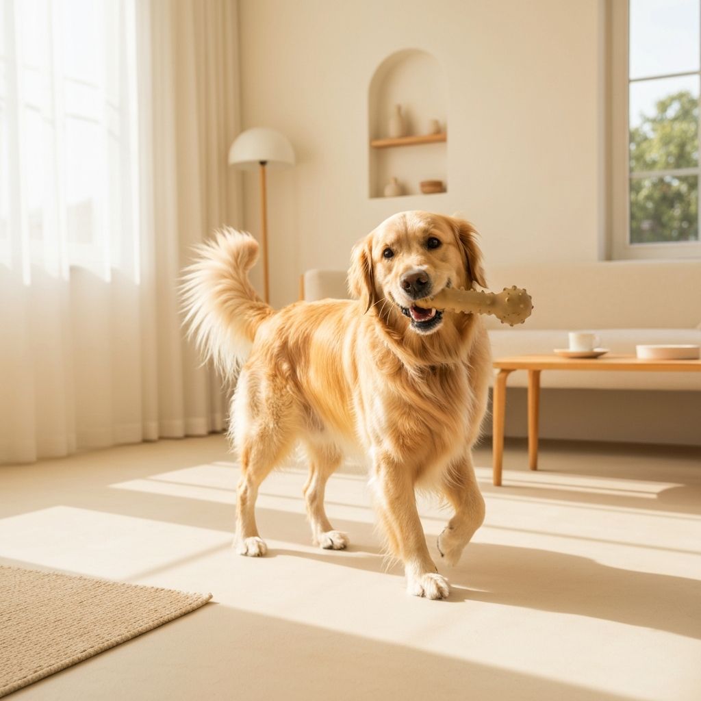 Happy dog playing with premium Synora Dynamics toy